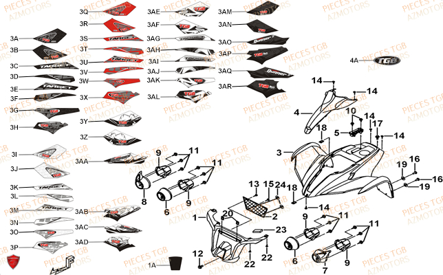 Carrosserie Avant TGB Pieces TGB TARGET 550 IRS 4x4 (No Serie RFCFBEVDE... Type: VSG-DE)