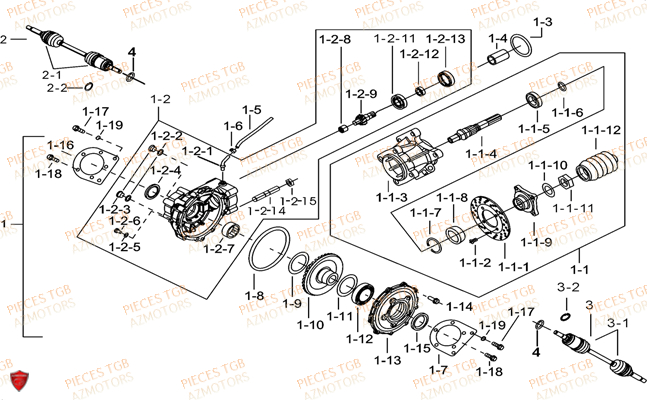 Differentiel Arriere TGB Pieces TGB TARGET 550 IRS 4x4 (No Serie RFCFBEVDE... Type: VSG-DE)