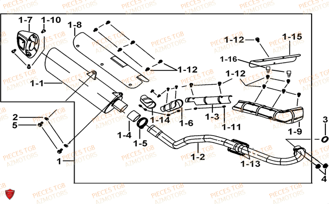 Echappement Avant 005475 Et Apres 008694 TGB Pieces TGB TARGET 550 IRS 4x4 (No Serie RFCFBEVDE... Type: VSG-DE)