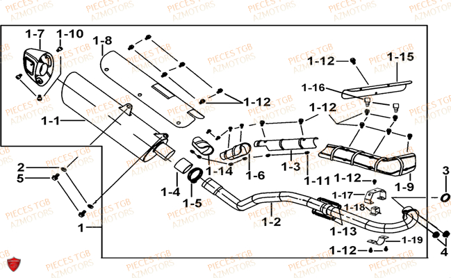 Echappement Compris Entre 005476 Et 008693 TGB Pieces TGB TARGET 550 IRS 4x4 (No Serie RFCFBEVDE... Type: VSG-DE)