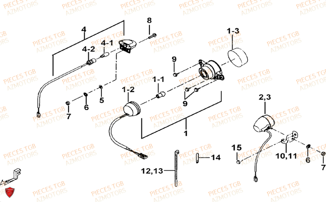 Eclairage Arriere TGB Pieces TGB TARGET 550 IRS 4x4 (No Serie RFCFBEVDE... Type: VSG-DE)