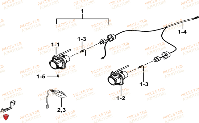 Eclairage Avant TGB Pieces TGB TARGET 550 IRS 4x4 (No Serie RFCFBEVDE... Type: VSG-DE)