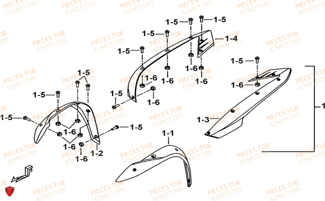 Elargisseurs Ailes TGB Pieces TGB TARGET 550 IRS 4x4 (No Serie RFCFBEVDE... Type: VSG-DE)