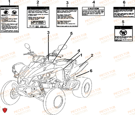 Etiquettes De Securite TGB Pieces TGB TARGET 550 IRS 4x4 (No Serie RFCFBEVDE... Type: VSG-DE)