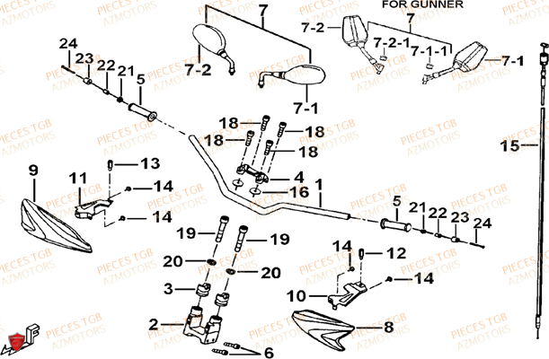 Guidon TGB Pieces TGB TARGET 550 IRS 4x4 (No Serie RFCFBEVDE... Type: VSG-DE)