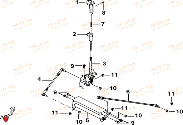 Levier De Vitesses TGB Pieces TGB TARGET 550 IRS 4x4 (No Serie RFCFBEVDE... Type: VSG-DE)