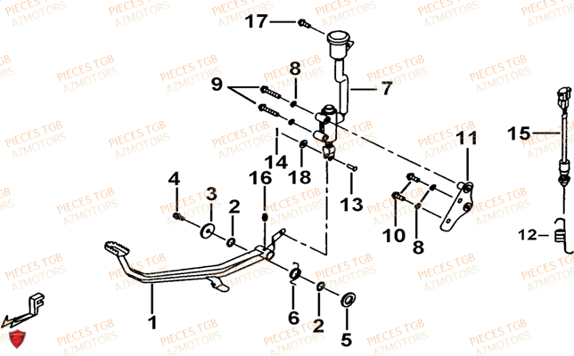 Pedale De Frein TGB Pieces TGB TARGET 550 IRS 4x4 (No Serie RFCFBEVDE... Type: VSG-DE)