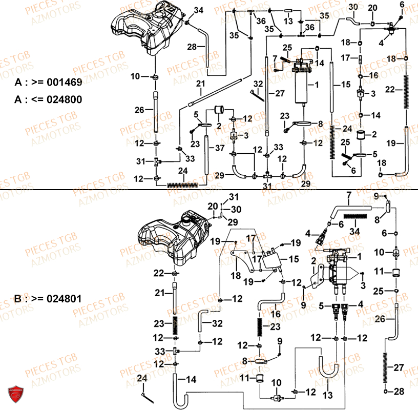 POMPE A CARBURANT A PARTIR DU No SERIE 001469 TGB TGB TARGET 550 IRS 4X4