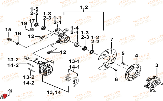 Porte Fusee De Direction TGB Pieces TGB TARGET 550 IRS 4x4 (No Serie RFCFBEVDE... Type: VSG-DE)