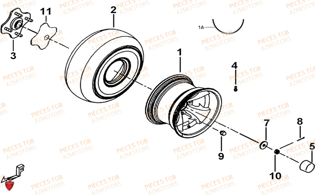 Roues Arriere TGB Pieces TGB TARGET 550 IRS 4x4 (No Serie RFCFBEVDE... Type: VSG-DE)