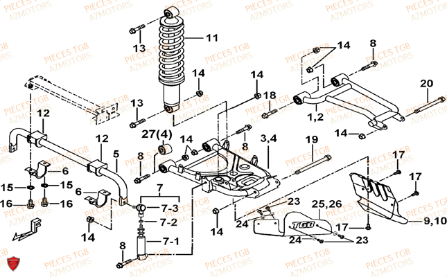 Suspension Arriere TGB Pieces TGB TARGET 550 IRS 4x4 (No Serie RFCFBEVDE... Type: VSG-DE)