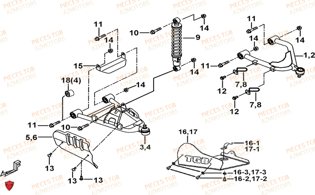 Suspension Avant TGB Pieces TGB TARGET 550 IRS 4x4 (No Serie RFCFBEVDE... Type: VSG-DE)