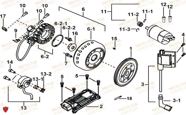 Systeme Electrique 1 TGB Pieces TGB TARGET 550 IRS 4x4 (No Serie RFCFBEVDE... Type: VSG-DE)