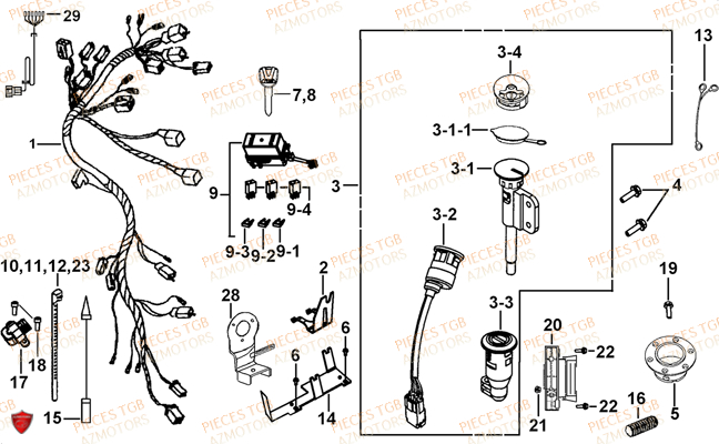 Systeme Electrique 2 TGB Pieces TGB TARGET 550 IRS 4x4 (No Serie RFCFBEVDE... Type: VSG-DE)
