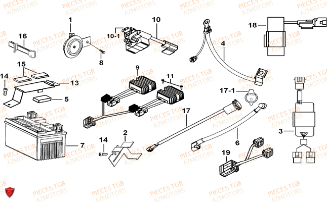 Systeme Electrique 3 TGB Pieces TGB TARGET 550 IRS 4x4 (No Serie RFCFBEVDE... Type: VSG-DE)