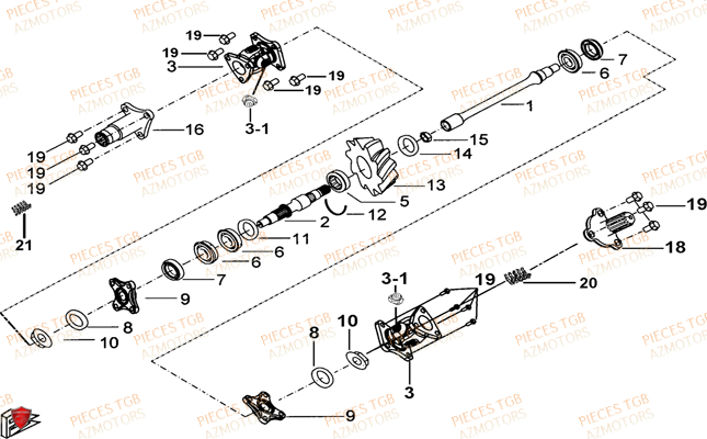 Transmission TGB Pieces TGB TARGET 550 IRS 4x4 (No Serie RFCFBEVDE... Type: VSG-DE)