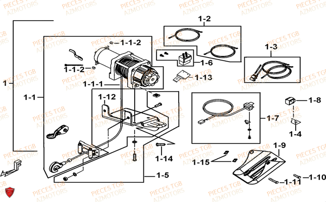 Treuil Modele Tgb Co TGB Pieces TGB TARGET 550 IRS 4x4 (No Serie RFCFBEVDE... Type: VSG-DE)