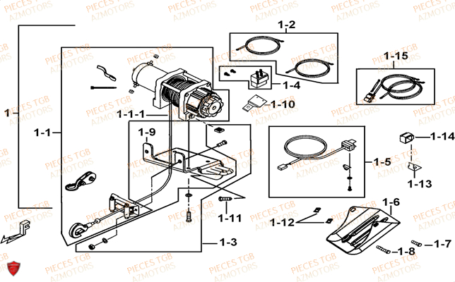 Treuil Modele Tgb Ly TGB Pieces TGB TARGET 550 IRS 4x4 (No Serie RFCFBEVDE... Type: VSG-DE)