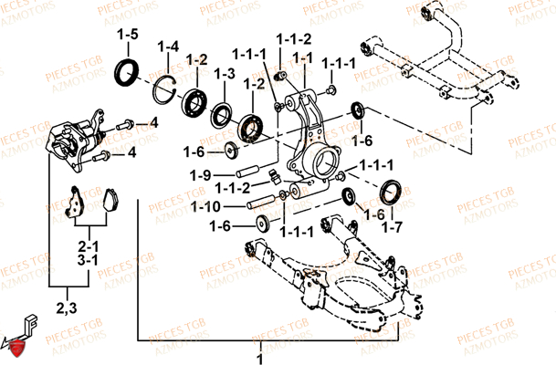 Axe Arriere AZMOTORS Pieces TGB TARGET 600 (No Serie RFCFBHVHB.. Type: VSH-DE)