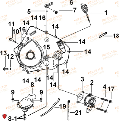 Cache Carter Moteur Gauche 2 TGB Pieces TGB TARGET 600 (No Serie RFCFBHVHB.. Type: VSH-DE)