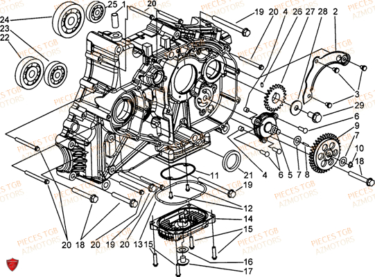 Carter Moteur Droit TGB Pieces TGB TARGET 600 (No Serie RFCFBHVHB.. Type: VSH-DE)