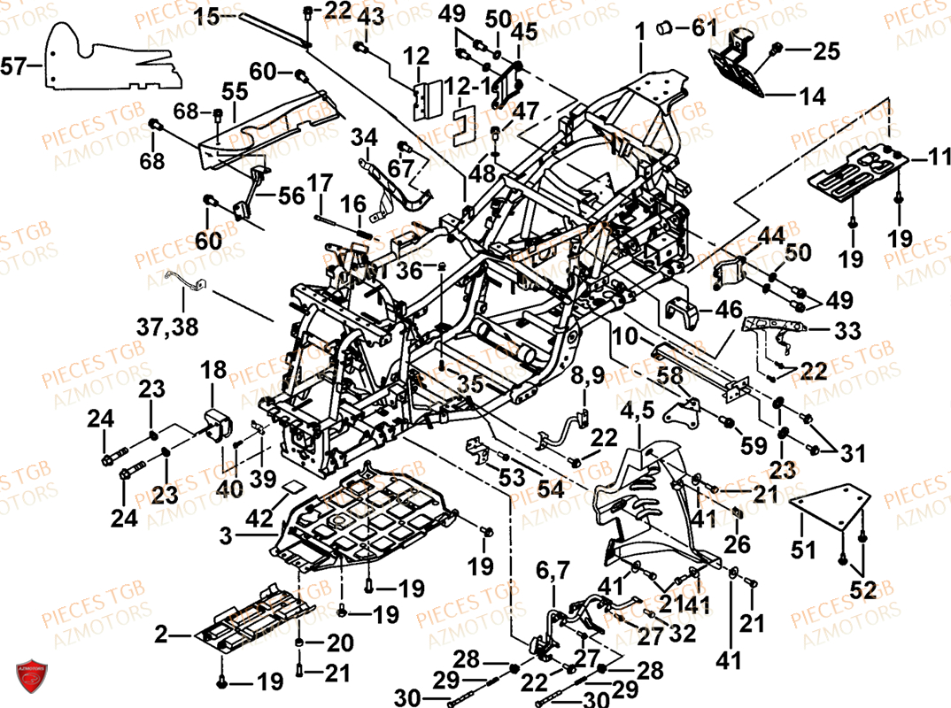 Chassis AZMOTORS Pieces TGB TARGET 600 (No Serie RFCFBHVHB.. Type: VSH-DE)