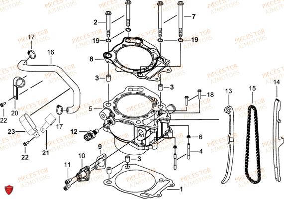 Cylindre AZMOTORS Pieces TGB TARGET 600 (No Serie RFCFBHVHB.. Type: VSH-DE)