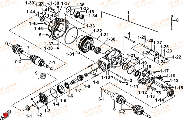 Differentiel Arriere TGB Pieces TGB TARGET 600 (No Serie RFCFBHVHB.. Type: VSH-DE)