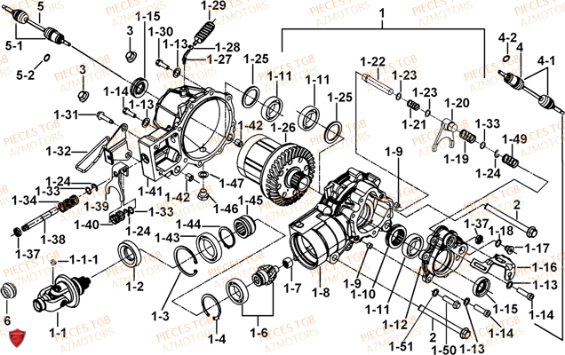 Differentiel Avant TGB Pieces TGB TARGET 600 (No Serie RFCFBHVHB.. Type: VSH-DE)