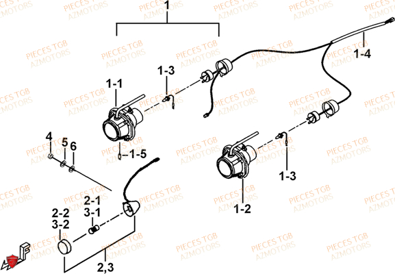 Eclairage Avant AZMOTORS Pieces TGB TARGET 600 (No Serie RFCFBHVHB.. Type: VSH-DE)