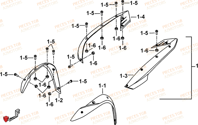 Elargisseurs Ailes (option) AZMOTORS Pieces TGB TARGET 600 (No Serie RFCFBHVHB.. Type: VSH-DE)