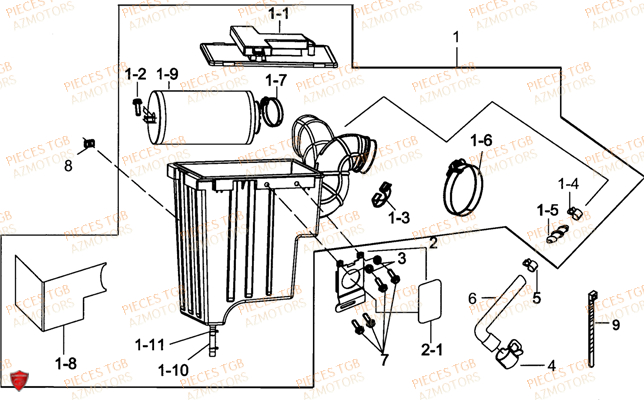 Filtre A Air AZMOTORS Pieces TGB TARGET 600 (No Serie RFCFBHVHB.. Type: VSH-DE)