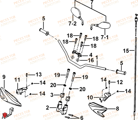 Guidon AZMOTORS Pieces TGB TARGET 600 (No Serie RFCFBHVHB.. Type: VSH-DE)