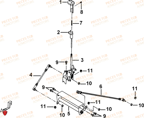 Levier De Vitesses AZMOTORS Pieces TGB TARGET 600 (No Serie RFCFBHVHB.. Type: VSH-DE)