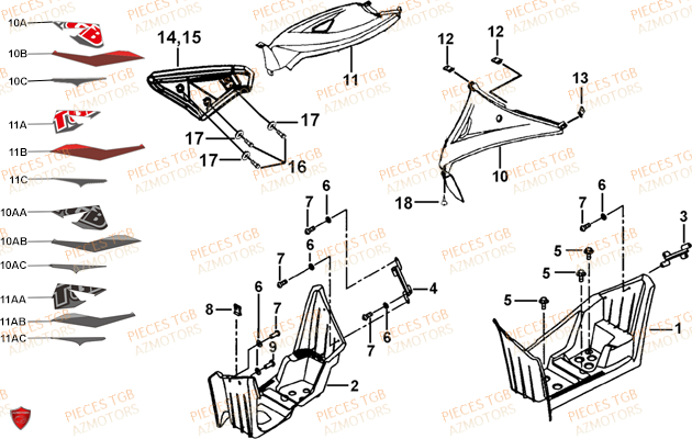 Marche Pied AZMOTORS Pieces TGB TARGET 600 (No Serie RFCFBHVHB.. Type: VSH-DE)