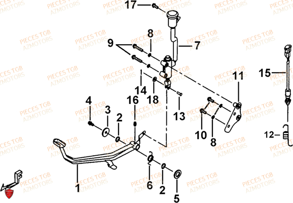 Pedale De Frein TGB Pieces TGB TARGET 600 (No Serie RFCFBHVHB.. Type: VSH-DE)