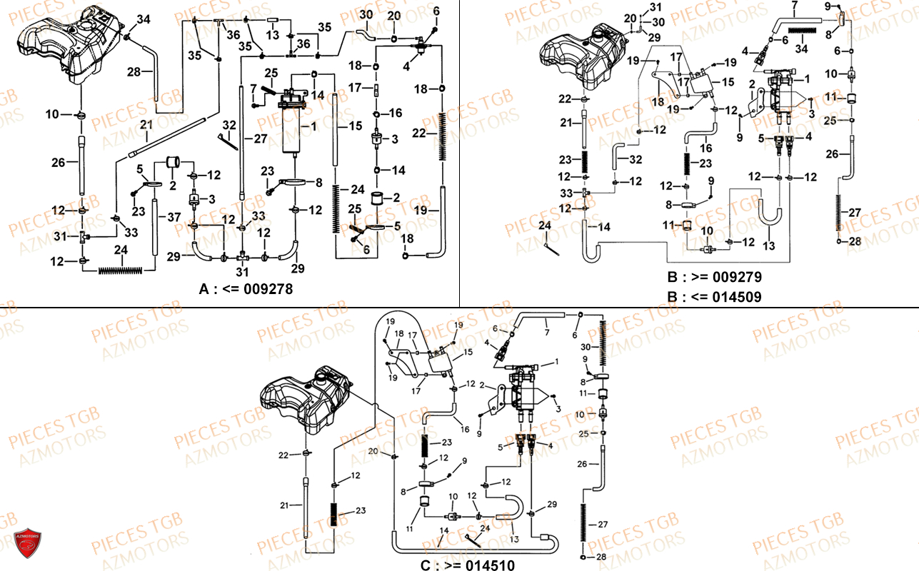 Pompe A Carburant AZMOTORS Pieces TGB TARGET 600 (No Serie RFCFBHVHB.. Type: VSH-DE)