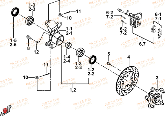 Porte Fusee De Direction AZMOTORS Pieces TGB TARGET 600 (No Serie RFCFBHVHB.. Type: VSH-DE)