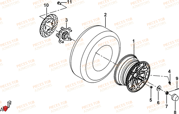 Roues Arriere TGB Pieces TGB TARGET 600 (No Serie RFCFBHVHB.. Type: VSH-DE)