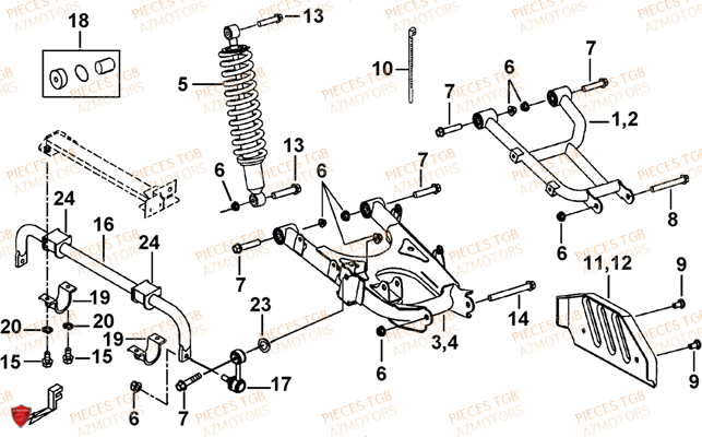 Suspension Arriere AZMOTORS Pieces TGB TARGET 600 (No Serie RFCFBHVHB.. Type: VSH-DE)