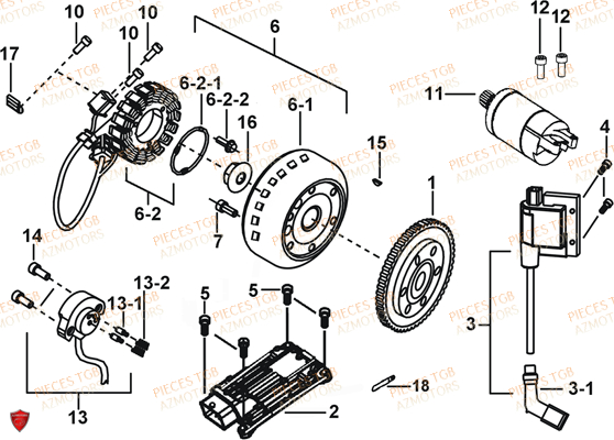 Systeme Electrique 1 AZMOTORS Pieces TGB TARGET 600 (No Serie RFCFBHVHB.. Type: VSH-DE)