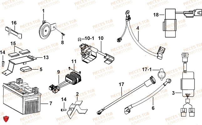 Systeme Electrique 3 TGB Pieces TGB TARGET 600 (No Serie RFCFBHVHB.. Type: VSH-DE)