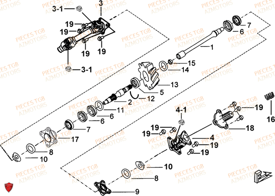 Transmission TGB Pieces TGB TARGET 600 (No Serie RFCFBHVHB.. Type: VSH-DE)