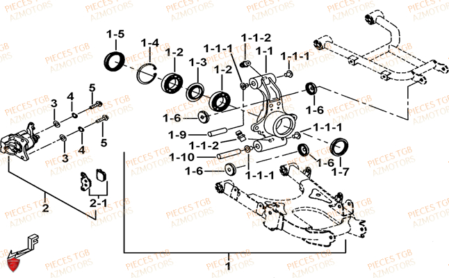 Axe Arriere TGB Pieces TGB TARGET 600 EPS (No Serie RFCVTHTBA.. Type: VTH-DE)