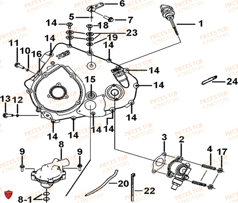 Cache Carter Moteur Gauche 2 TGB Pieces TGB TARGET 600 EPS (No Serie RFCVTHTBA.. Type: VTH-DE)