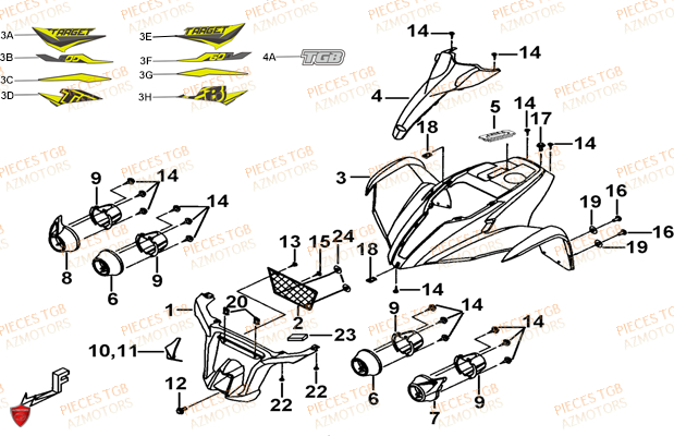 Carrosserie Avant TGB Pieces TGB TARGET 600 EPS (No Serie RFCVTHTBA.. Type: VTH-DE)