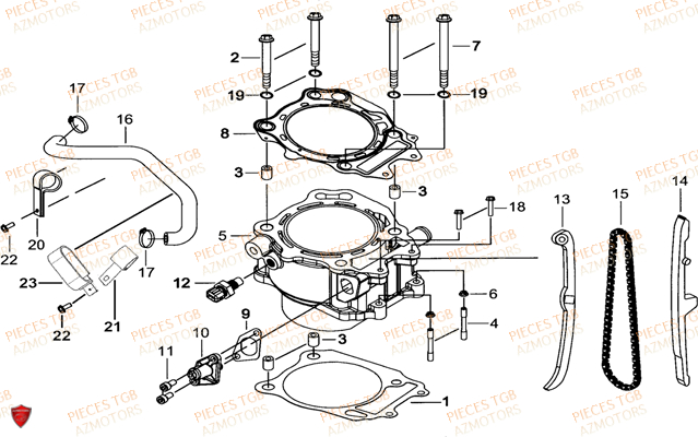 Cylindre TGB Pieces TGB TARGET 600 EPS (No Serie RFCVTHTBA.. Type: VTH-DE)