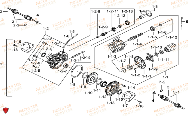 Differentiel Arriere TGB Pieces TGB TARGET 600 EPS (No Serie RFCVTHTBA.. Type: VTH-DE)