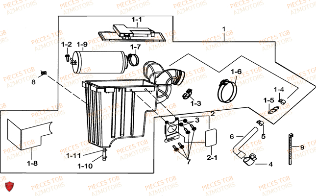 Filtre A Air TGB Pieces TGB TARGET 600 EPS (No Serie RFCVTHTBA.. Type: VTH-DE)