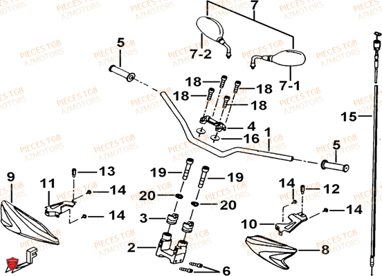 Guidon TGB Pieces TGB TARGET 600 EPS (No Serie RFCVTHTBA.. Type: VTH-DE)